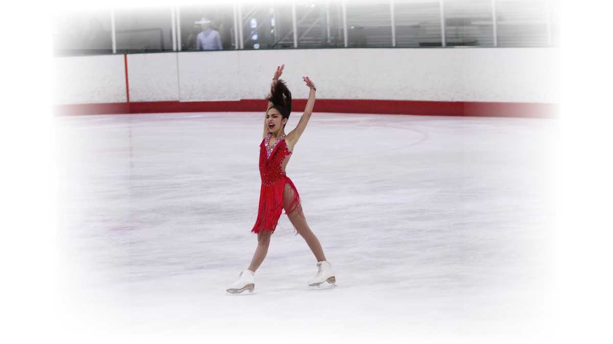 Cheri ice skating at nationals after scoliosis surgery